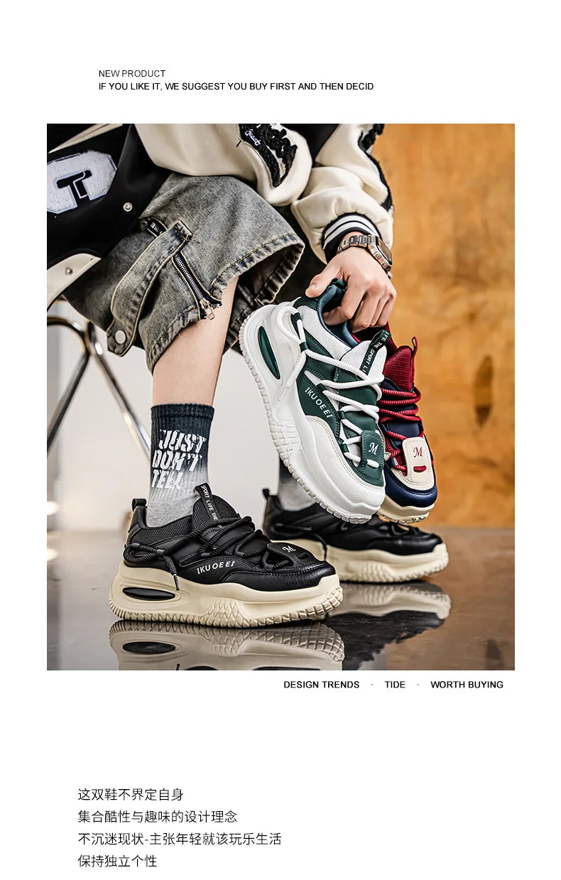 Sneakers For Men British Style Athletic Sneakers Male Sport Walking Sneaker Men Street Style Platform Shoes Male 2024