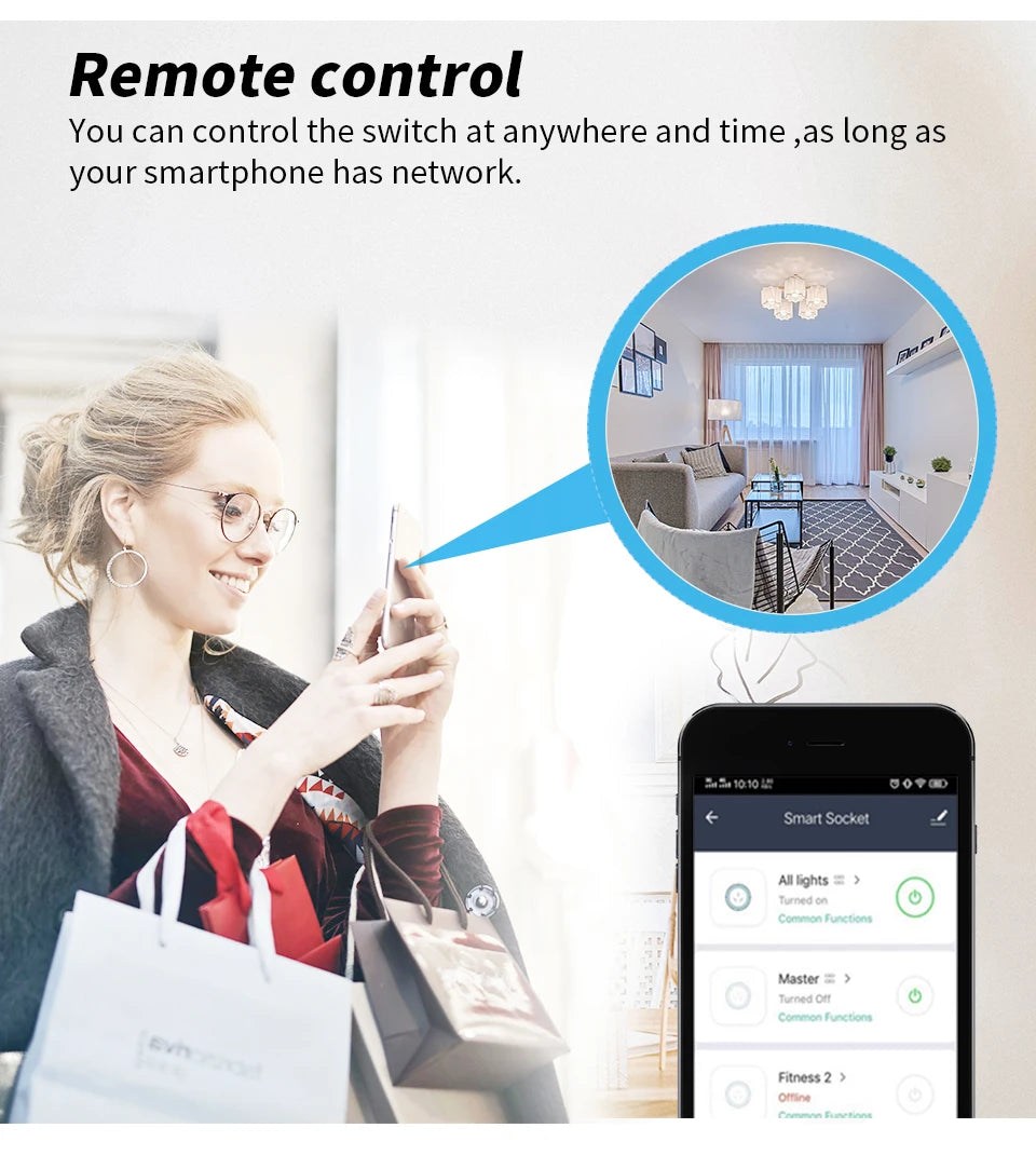 TNCE Tuya 16A/20A WiFi/Zigbee3.0 Smart Socket EU Smart Plug With Power Monitoring Timing Function Work With Alexa