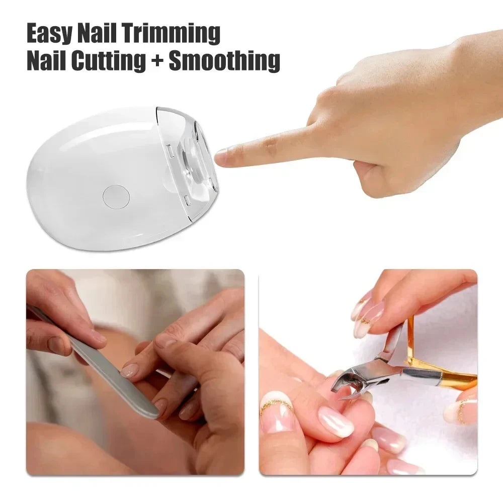 2 IN 1 Electric Nail Clipper Cutter With LED Light Automatic Nail Grinder Trimmer For Baby Mini Manicure Tools Nail Care