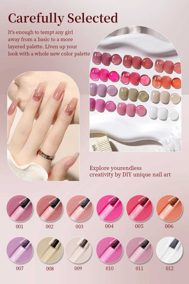 RS NAIL Jelly Transparent Gel Nail Polish 10g Summer Nude Pink Gel Polish Semi Permanent Soak Off UV LED Varnish Jade Nail Gel