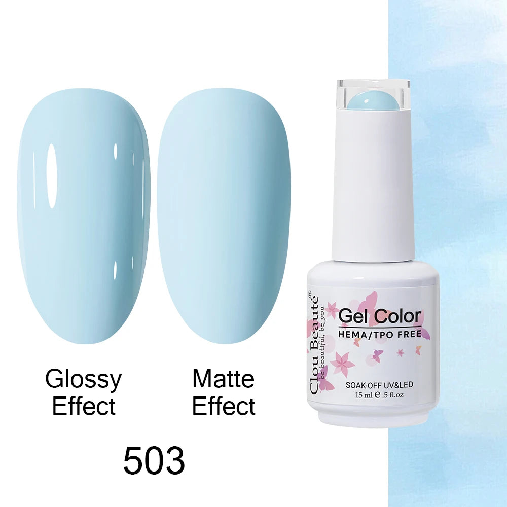 Clou Beaute 15ml HEMA TPO FREE Color Gel Nail Polish Nude Pink Red Green Collection Nail Gel Polish Glitter Soak Off UV LED Gel