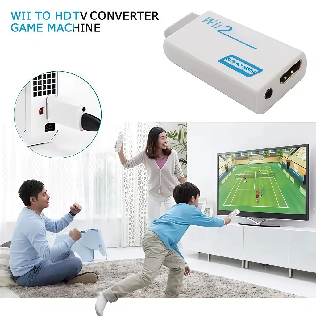 Wii to HDMI Converter with 3.5mm Audio - Digital Adapter for HDTV/Monitor, 480p to 1080p/720P Compatible (Not for Wii Mini)
