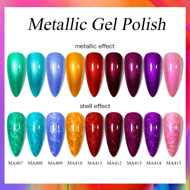 MEET ACROSS 7ml Shimmer Metallic Nail Gel Polish Glitter Mirror Effect Nail Supplies Vernis Gel for Nails UV/LED DIY Manicure