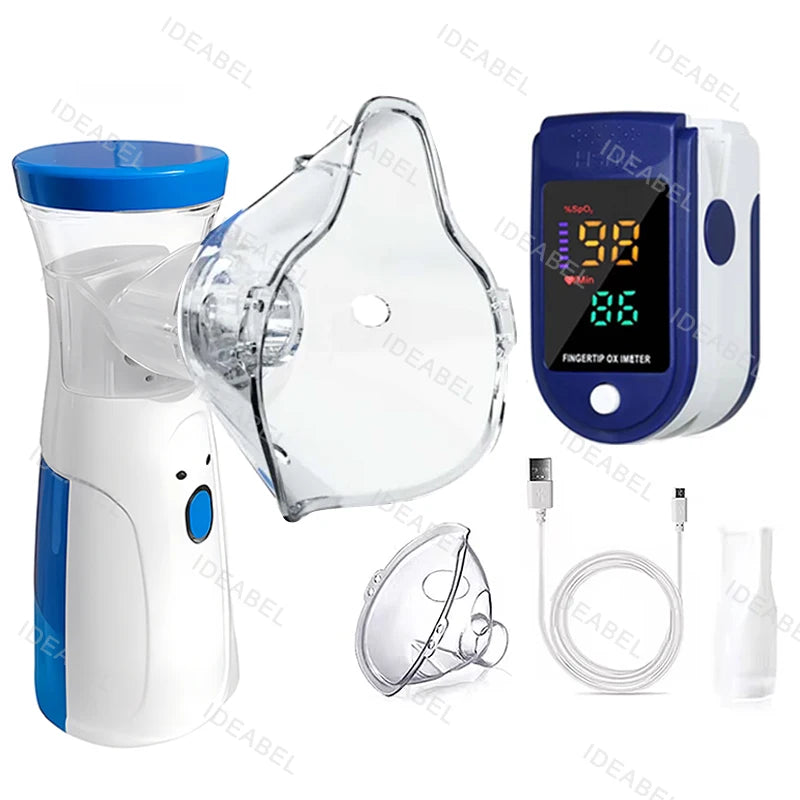 Atomizer Health Care Products Fingertip Pulse Blood Oxygen Portable Nebulizer Mesh Nebulizer Handheld Medical Asthma Inhaler