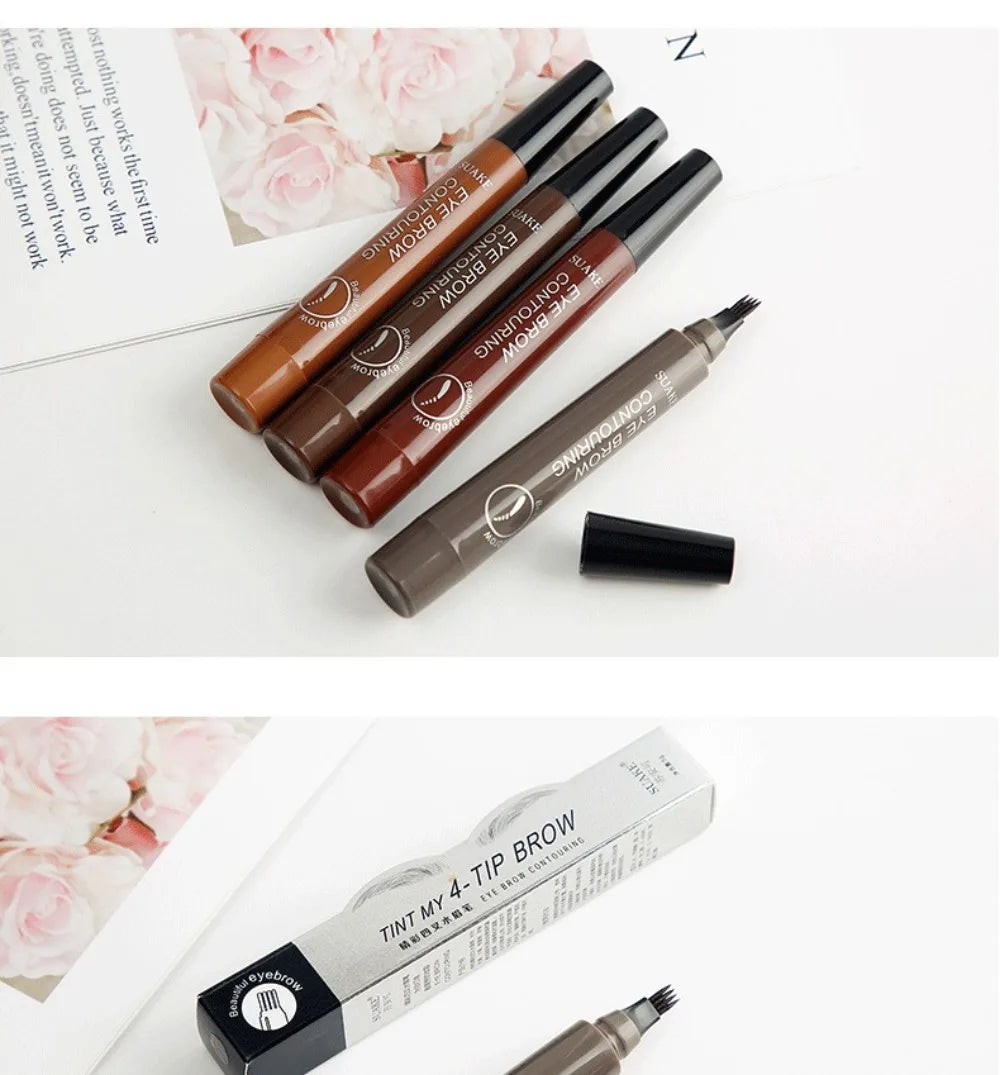 4 Point Head Eyebrow Pencil Long Lasting Waterproof Sweat Proof High Pigmented Eyebrow Tattoo Pen Easy Apply Liquid Brow Makeup
