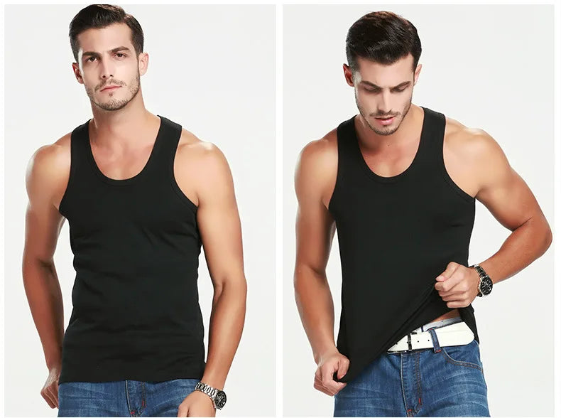 1 Pack Four Seasons Men's Cotton Joker Vest Teenagers Simple Fit Sports Fitness T-shirt Middle-aged Casual Sleeveless Shirt