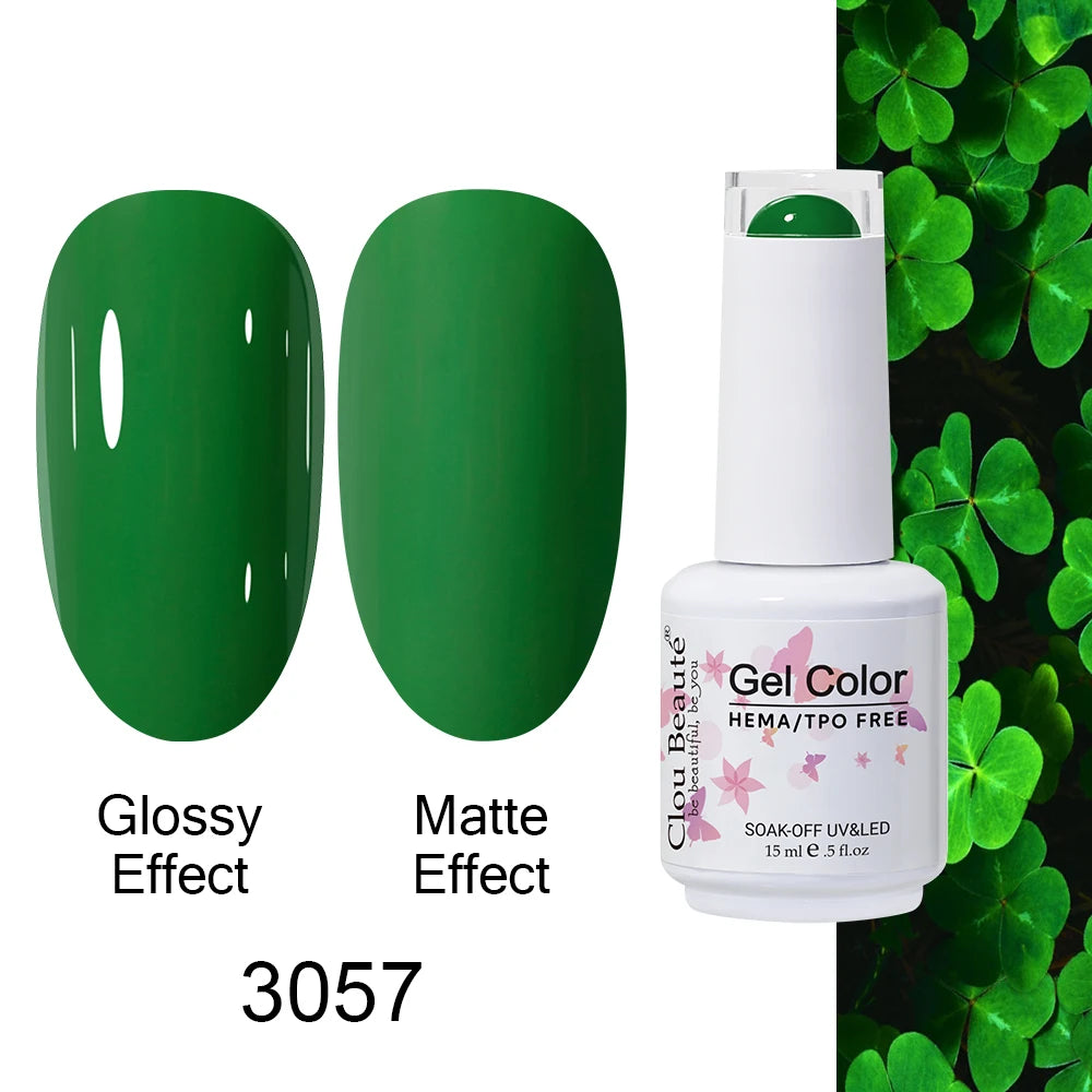 Clou Beaute 15ml HEMA TPO FREE Color Gel Nail Polish Nude Pink Red Green Collection Nail Gel Polish Glitter Soak Off UV LED Gel