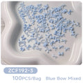 100pcs 3D Baby Blue Mixed Bowknot Nail Art Decorations Resin Sweet Ribbon Bows Nails Charms for DIY Crafts Manicure Accessories