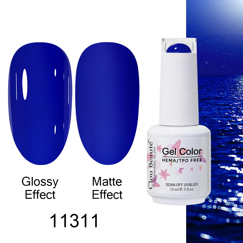 Clou Beaute 15ml HEMA TPO FREE Color Gel Nail Polish Nude Pink Red Green Collection Nail Gel Polish Glitter Soak Off UV LED Gel