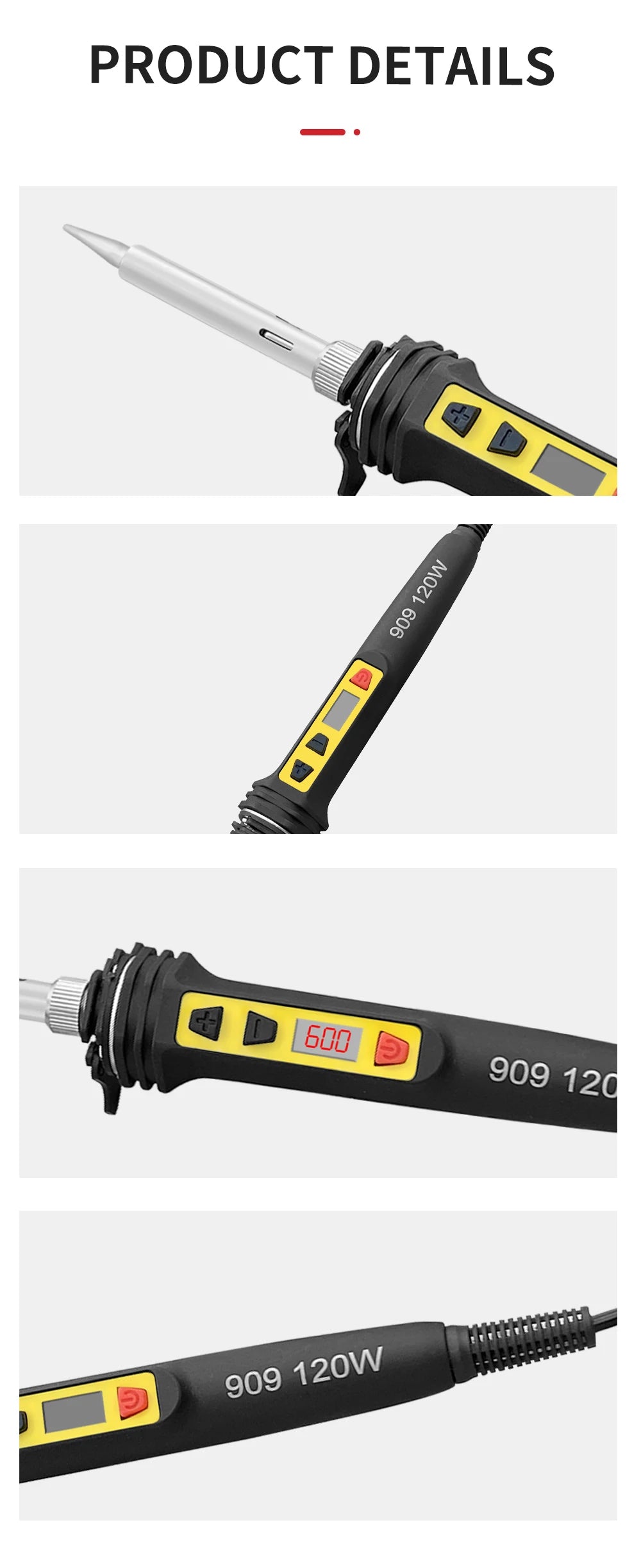 100W/120W Digital Soldering Iron Kit Repair Soldering Tool Set Electric Soldering Iron Dual Calibration Temperature 200-600C