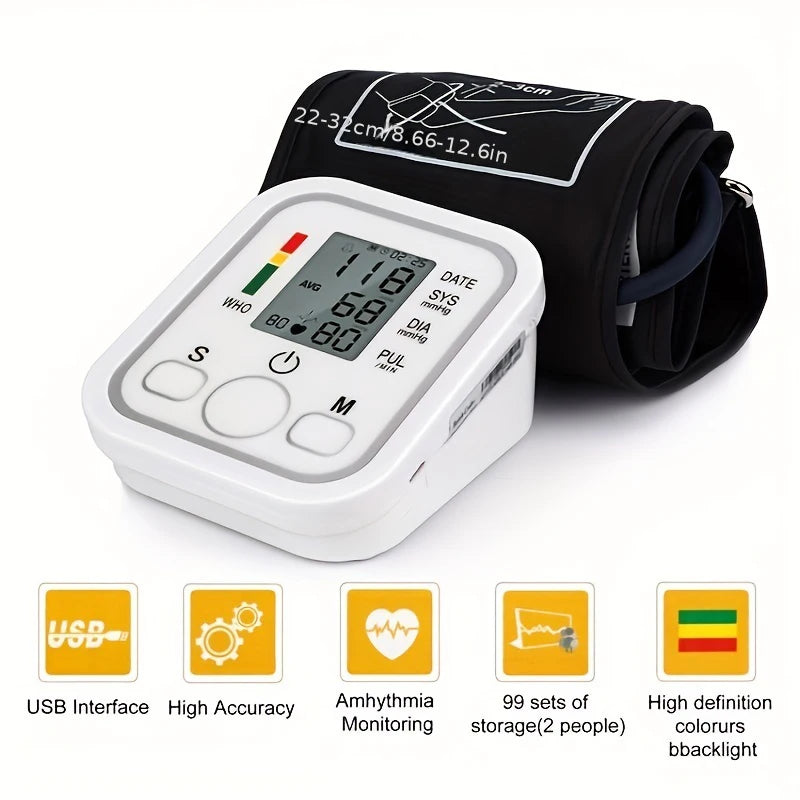 New Blood Pressure Monitor Upper Arm Automatic Tonometer Digital Blood Pressure Meter BP Medical Sphygmomanometer Pulse
