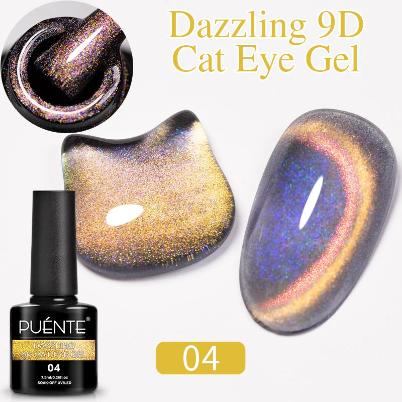 PUENTE 7.5ML Smooth Ceramics Cat Magnetic Gel Nail Polish White Moonlight Shades Cat Eye Soak Off UV Nail Art Varnish Manicure