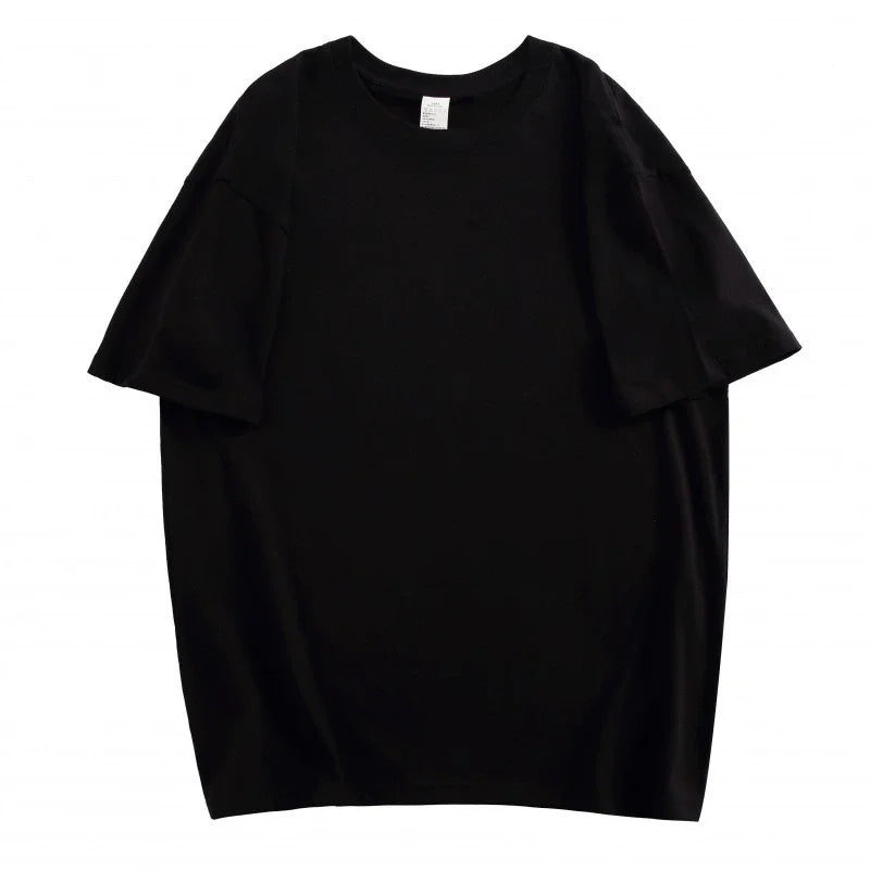 100% Cotton Men's Women Summer T-shirt Loose Short-sleeved Casual Basic T-Shirt Round Neck Solid Color Breathable Unisex Tops