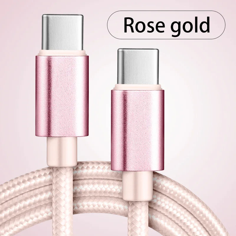 66W 5A Nylon 1m 2m 3m USB C To Type C Fast Charging Cable for Iphone 15 16 Pro Max Samsung S24 Xiaomi OPPO Charging Cable