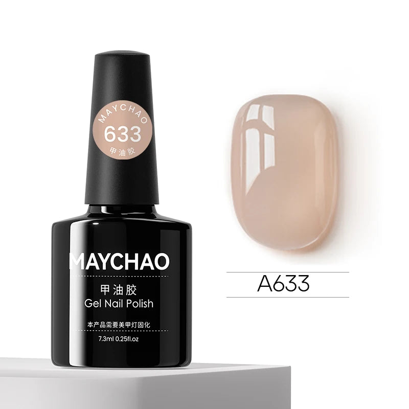 MAYCHAO Transparent Nude Jelly Gel Nail Polish Semi Permanent 7.3ml Top Coat Soak Off UV LED Varnish Nail Art Design Base Gel