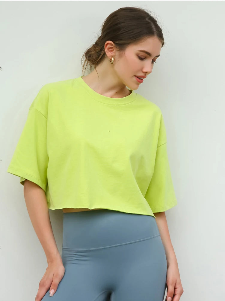 Y2K Outdoor Dance Sports Short sleeved Yoga Dress Women's Leisure Versatile Fitness Top Loose Sports T-shirt