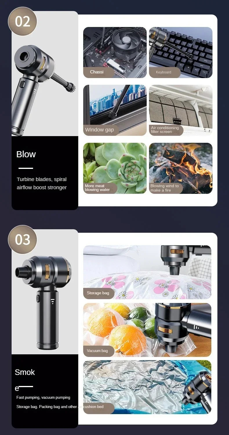 Mini Car Vacuum Cleaner Strong Scution Cordless 998000PA Powerful Wireless Car Cleaner HandHeld Portable Vacuum Cleaner for Car