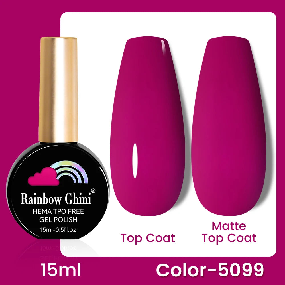 RG 15ML 146Colors HEMA&TPO Free Long Lasting Nail Polish Colorful UV Nail Gel Top Base Coat Supplies For Professional Manicure