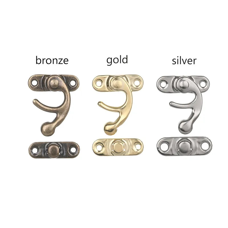 10PCS/bag Vintage Metal Hardware Furniture Wooden Box Leather Bag Hardware Decorative Latch Clasps Lock Padlock Hasp With Screws