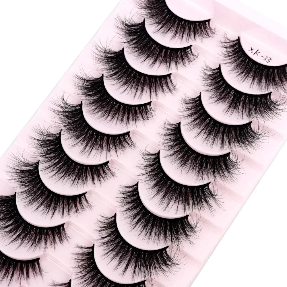 HBZGTLAD Russian Strip Lashes 10 Pairs 3D Mink Lashes Natural Eyelashes Dramatic False Eyelashes Wholesale Eyelash Extension
