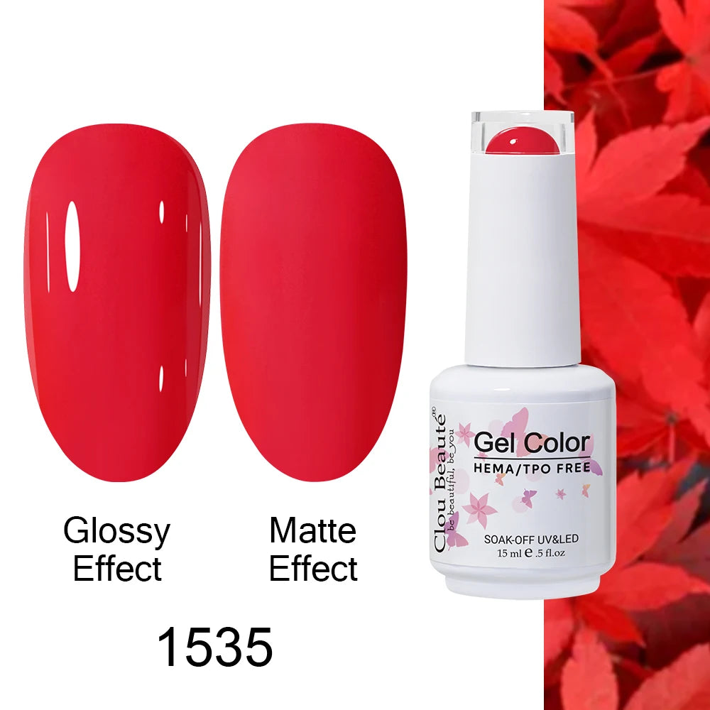 Clou Beaute 15ml HEMA TPO FREE Color Gel Nail Polish Nude Pink Red Green Collection Nail Gel Polish Glitter Soak Off UV LED Gel