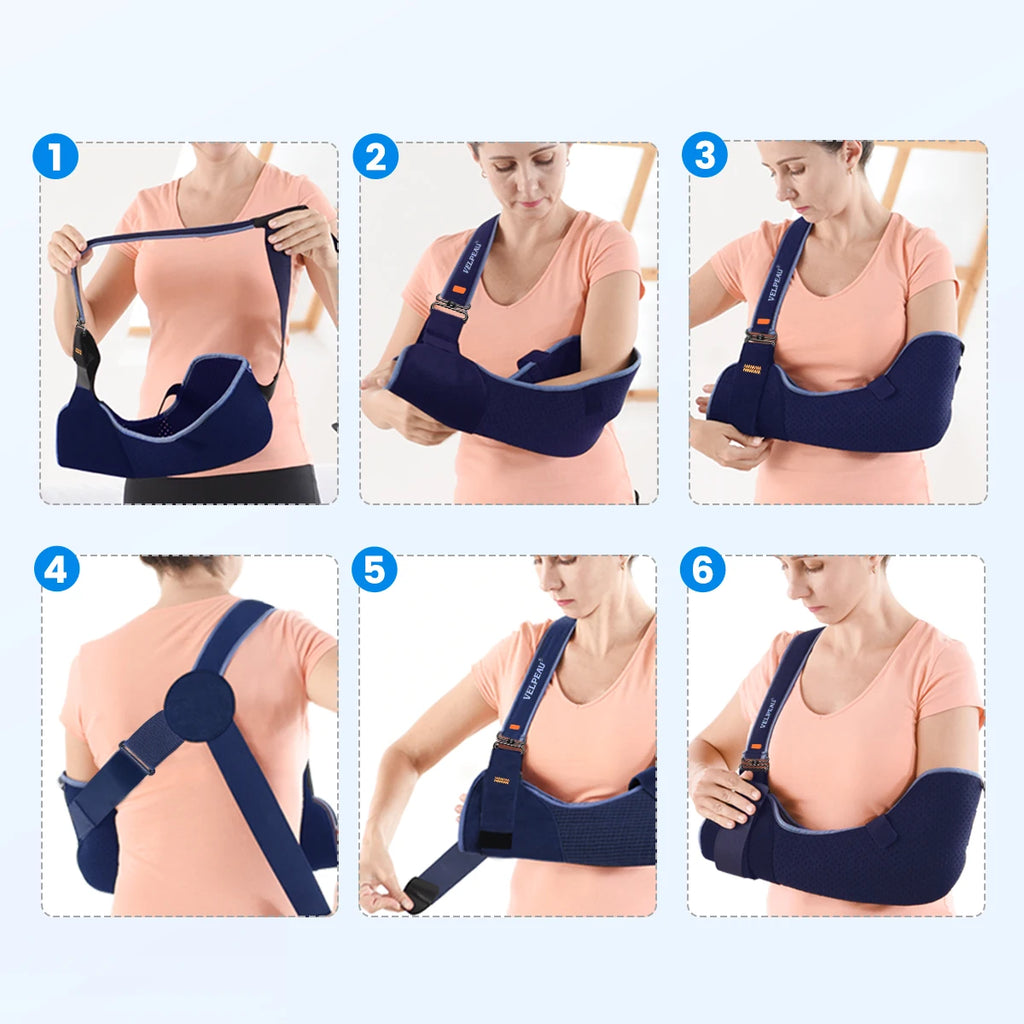 VELPEAU Arm Sling for Rotator Cuff Injury, Broken Hand and Elbow Dislocation, Medical Shoulder Immobilizer Fits Left & Right Arm