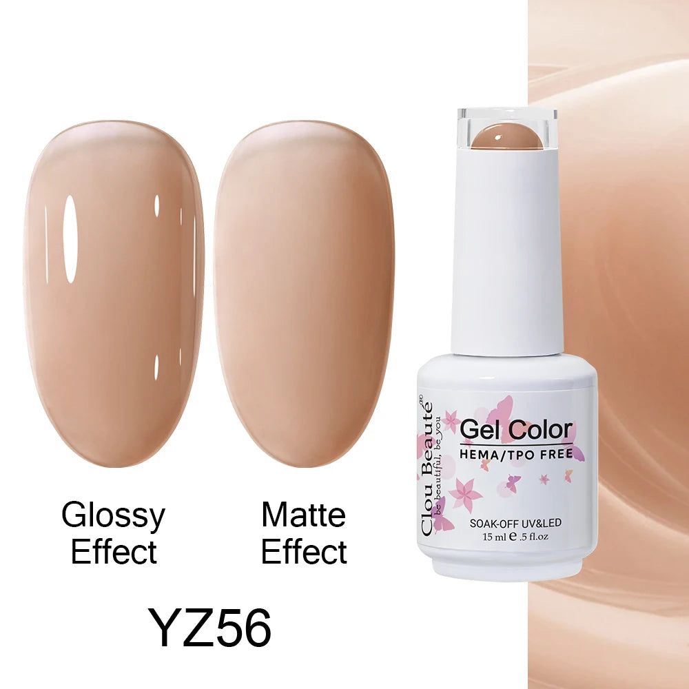 Clou Beaute 15ml HEMA TPO FREE Color Gel Nail Polish Nude Pink Red Green Collection Nail Gel Polish Glitter Soak Off UV LED Gel