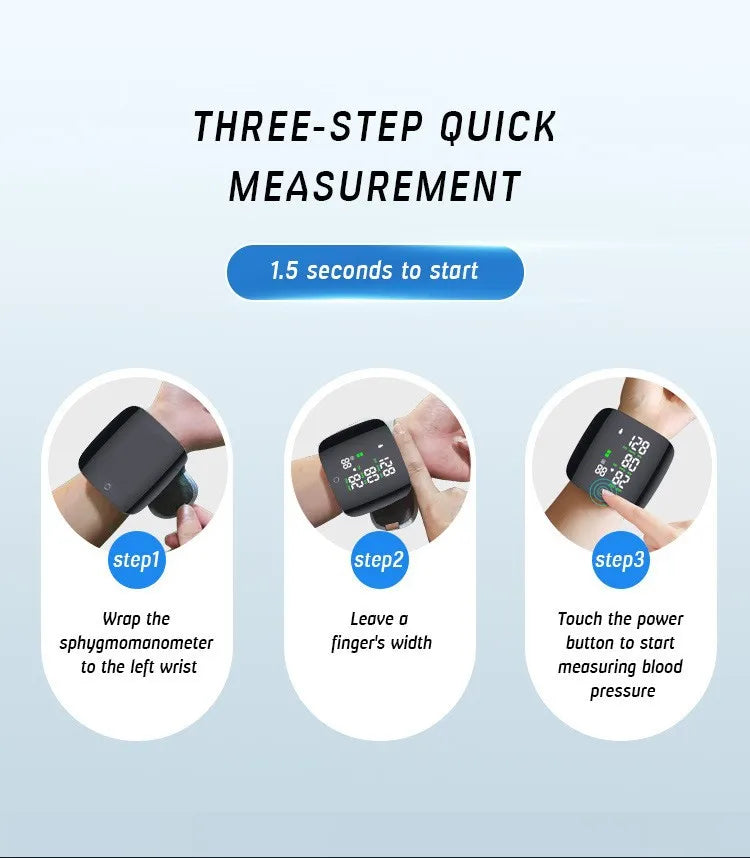 New LED Wrist Blood Pressure Monitor Rechargeable English Voice Broadcast Sphygmomanometer Tonometer BP Monitor