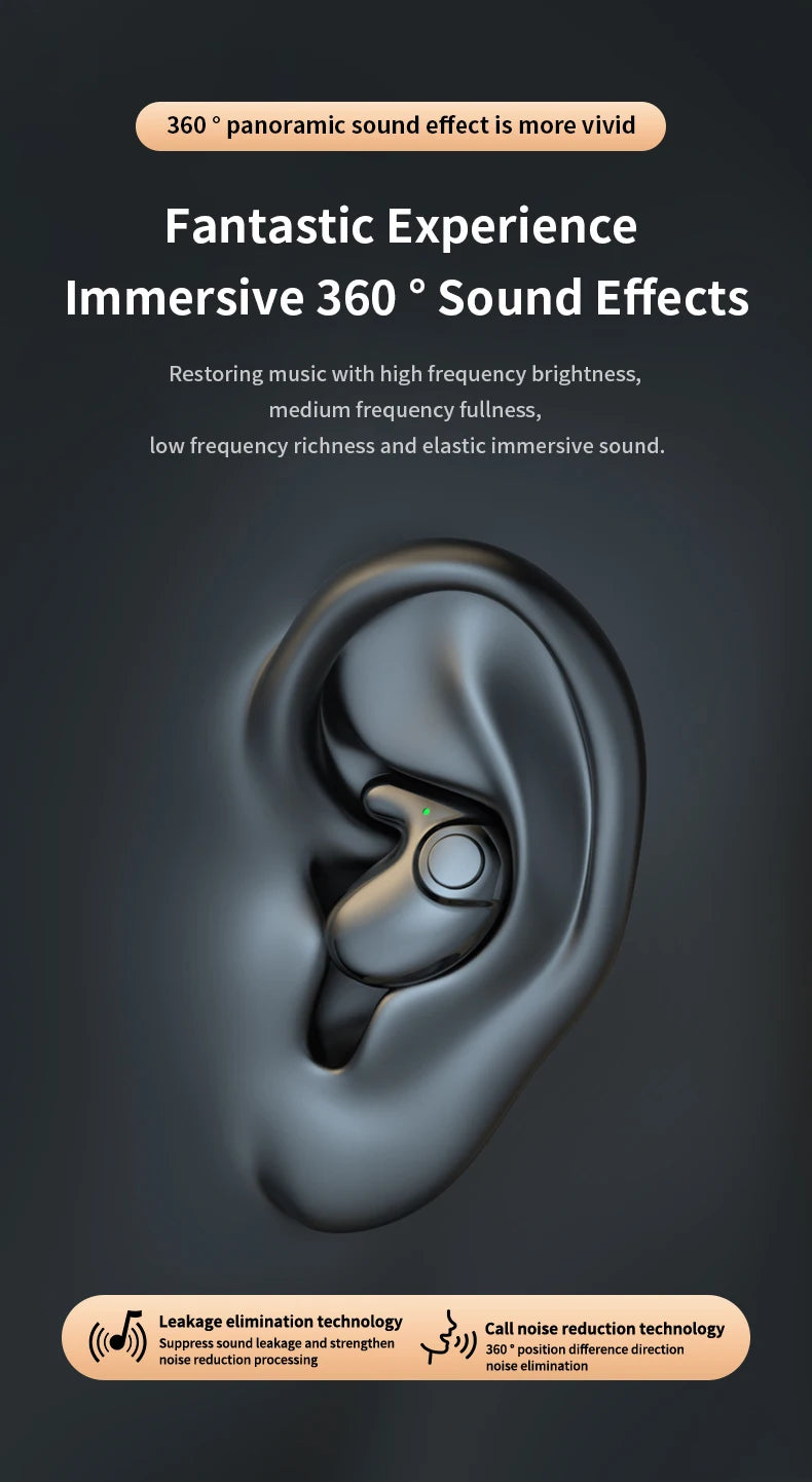 Invisible Sleep Earphones Bluetooth 5.3 Headphones IPX5 Waterproof Noise Reduction Earbuds Touch Control Wireless Headsets