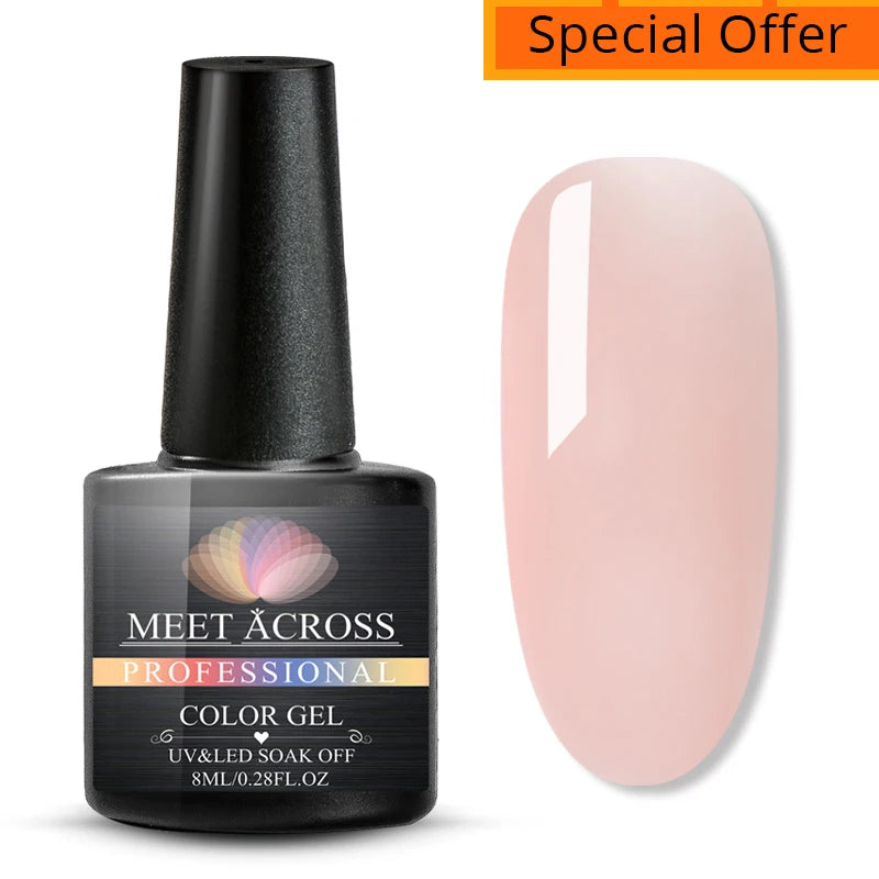MEET ACROSS 160 Colors 7.3ml Gel Nail Polish Pink Green Blue Fluorescent Summer Glitter Varnish Semi Permanent Nail Art Gel