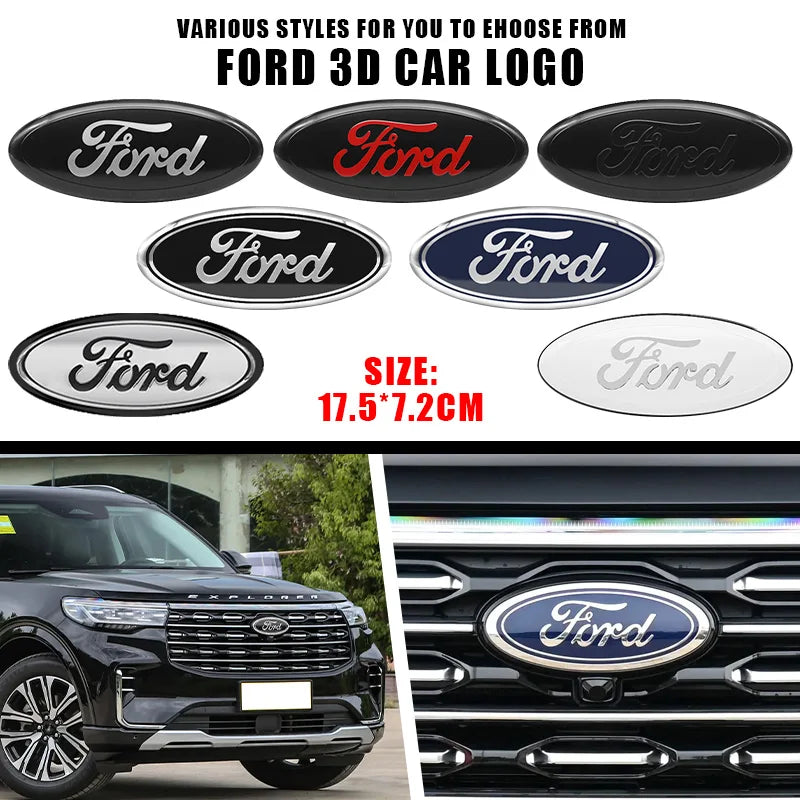 For Ford Focus Fiesta Ranger Mondeo Mustang Car Badge Front Grille Rear Trunk Hood Lid Logo Decor Cover Emblem Auto Accessories