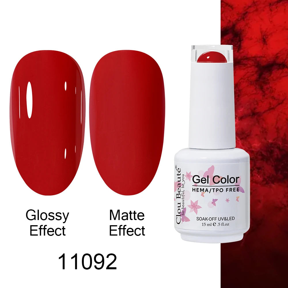 Clou Beaute 15ml HEMA TPO FREE Color Gel Nail Polish Nude Pink Red Green Collection Nail Gel Polish Glitter Soak Off UV LED Gel