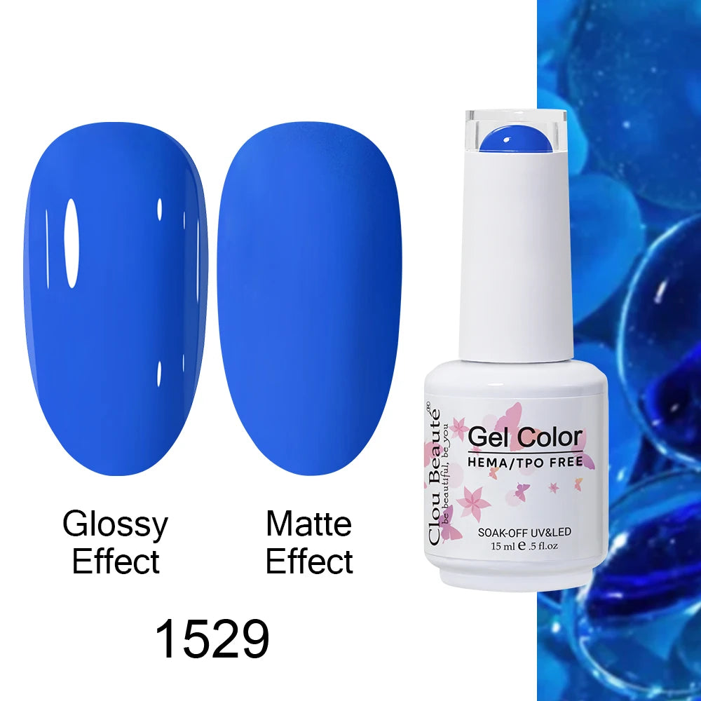 Clou Beaute 15ml HEMA TPO FREE Color Gel Nail Polish Nude Pink Red Green Collection Nail Gel Polish Glitter Soak Off UV LED Gel