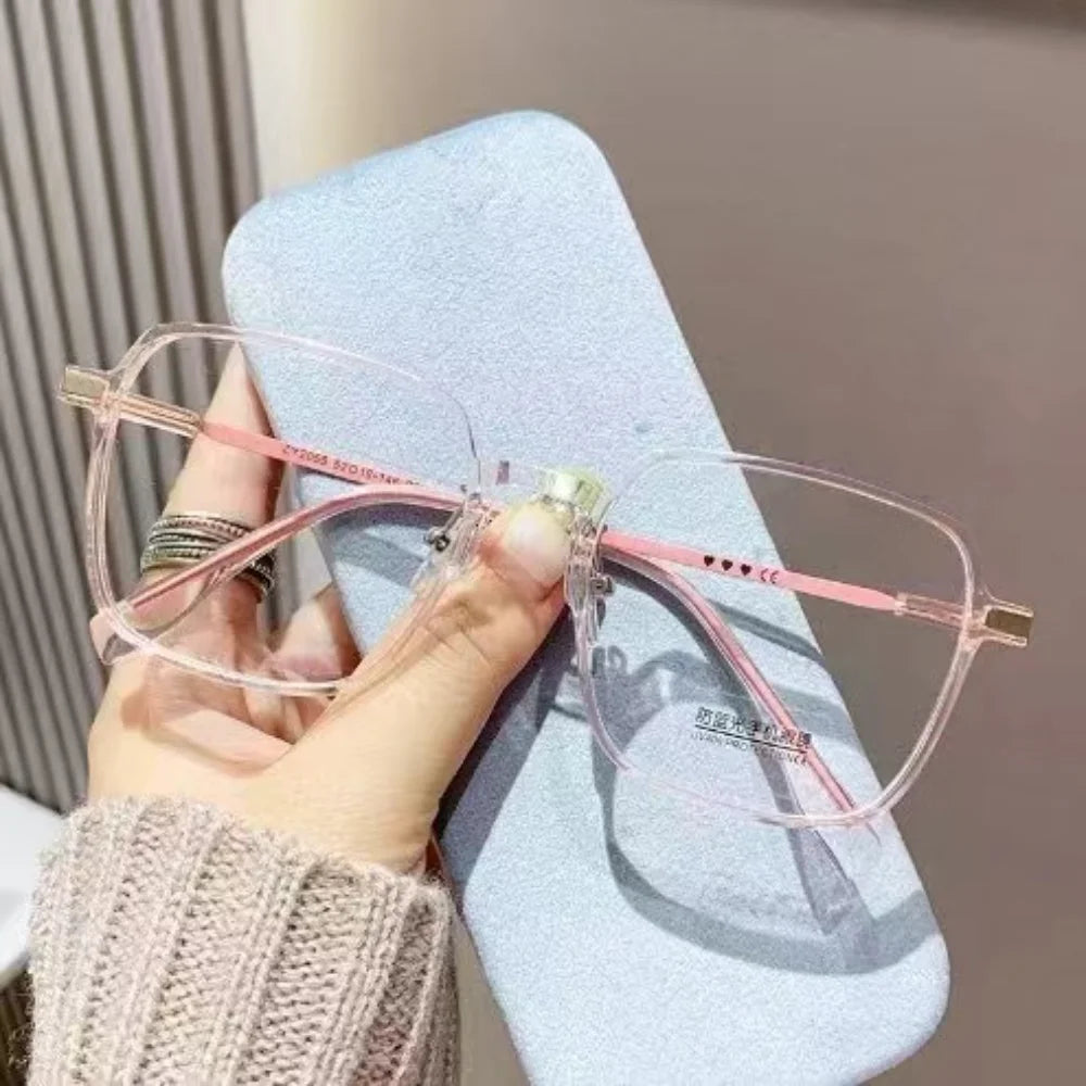 Eyeglasses Large Frame Computer Glasses Sunglasses Transparent Blue Light Glasses For Women Specific Computer Use Digital Device