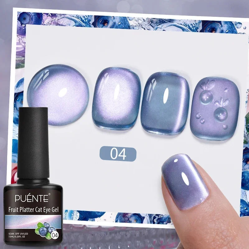 PUENTE 7.5ML Smooth Ceramics Cat Magnetic Gel Nail Polish White Moonlight Shades Cat Eye Soak Off UV Nail Art Varnish Manicure