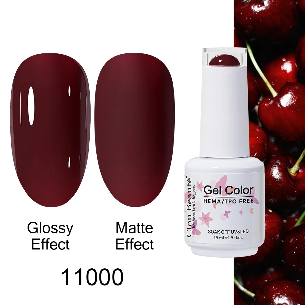 Clou Beaute 15ml HEMA TPO FREE Color Gel Nail Polish Nude Pink Red Green Collection Nail Gel Polish Glitter Soak Off UV LED Gel