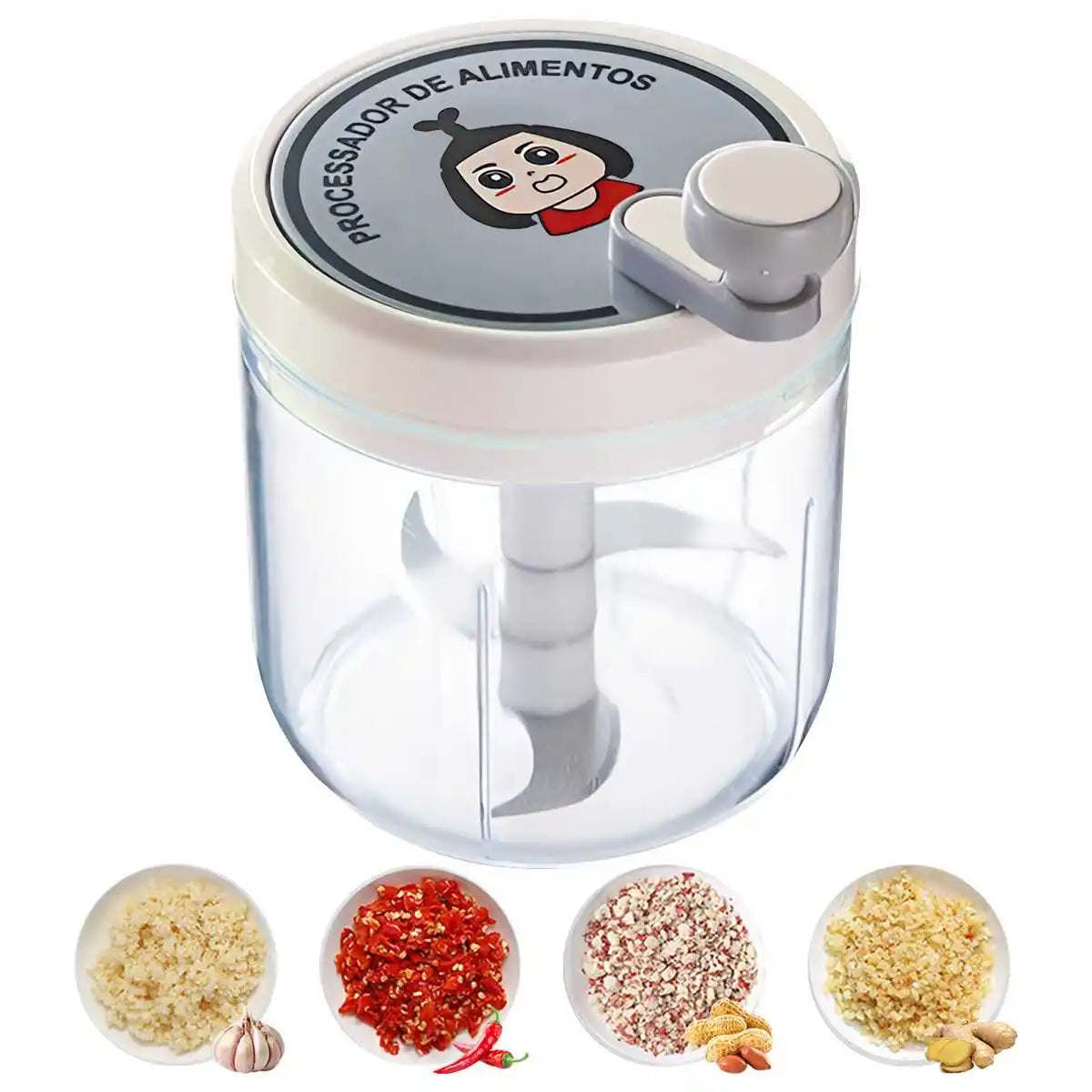 Garlic Crusher, Highly Efficient Masher Chopper for Home, Multifunctional Manual Grinder with Safe Blades