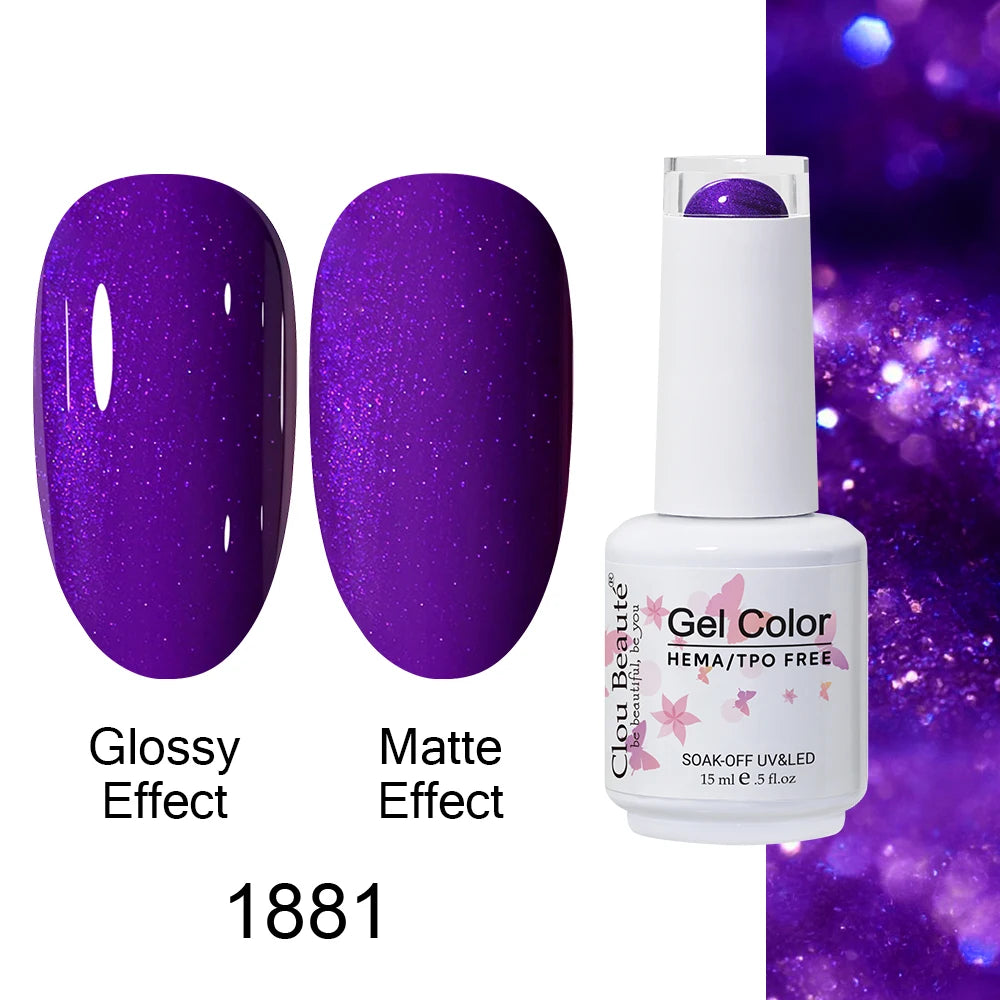 Clou Beaute 15ml HEMA TPO FREE Color Gel Nail Polish Nude Pink Red Green Collection Nail Gel Polish Glitter Soak Off UV LED Gel