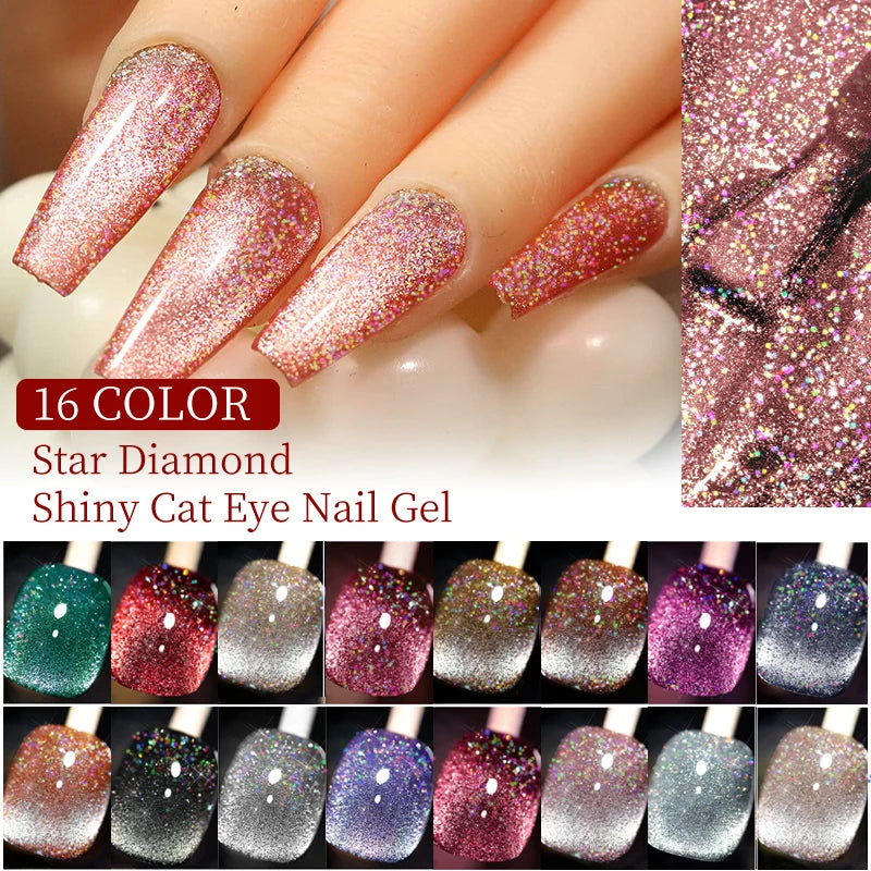 RS NAIL 15ml Gel Nail Polish Red Wine Cat Eye Glitter Gel Varnish Winter Color UV LED Nail Art Gel Lacquer 2021 Top