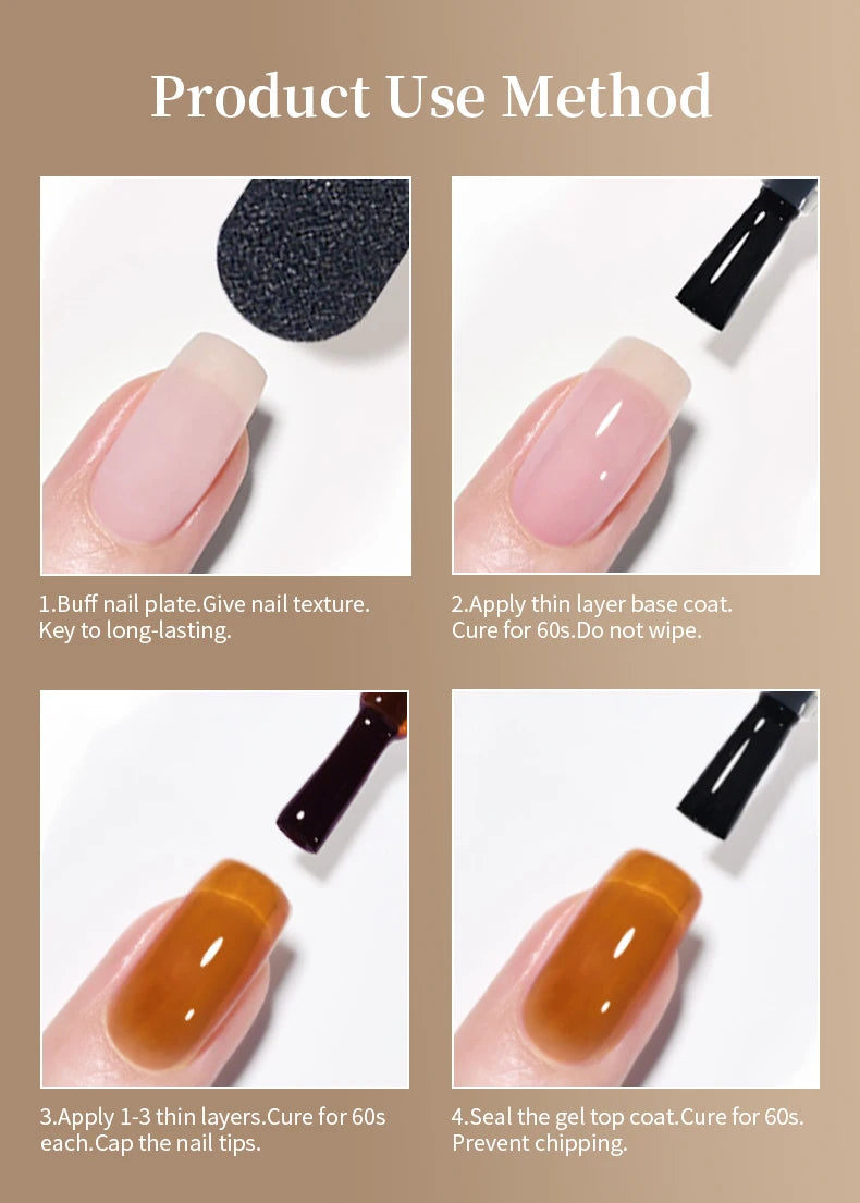 RSNAIL 10g Jelly Amber Gel Nail Polish Crystal Brown Nail Gel DIY Translucent Color Nail Art Gel Permanent UV Gel Polish Varnish