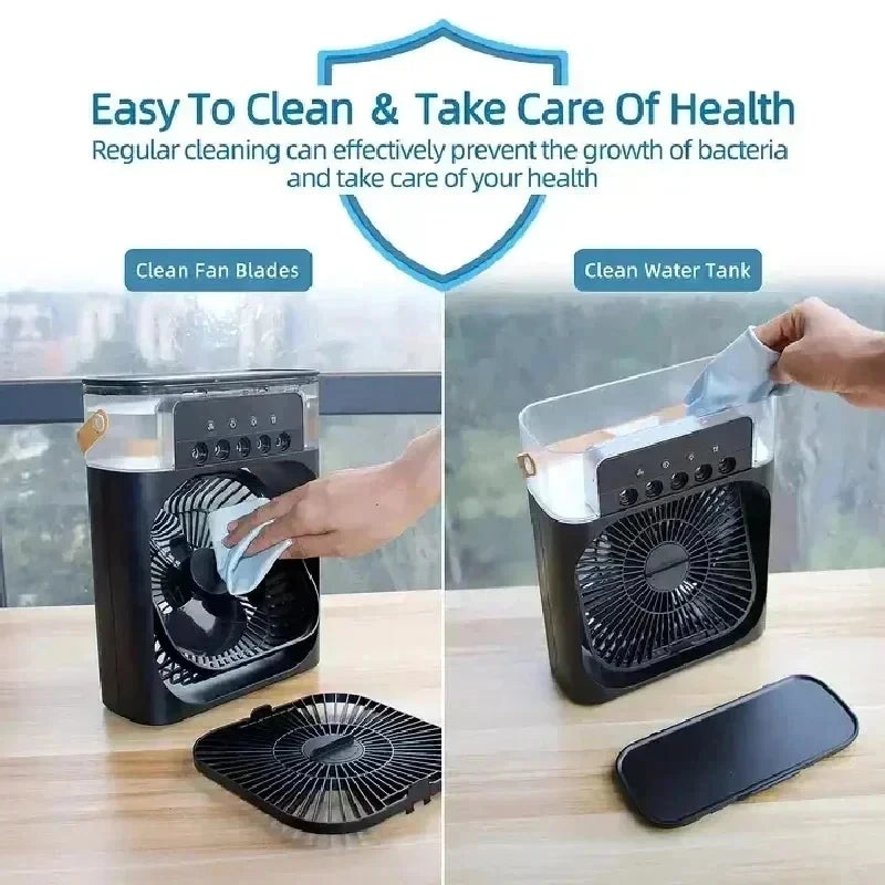 3-in-1 portable humidifying fan, mini USB air conditioning fan with LED night light function, water mist humidification, fun hom
