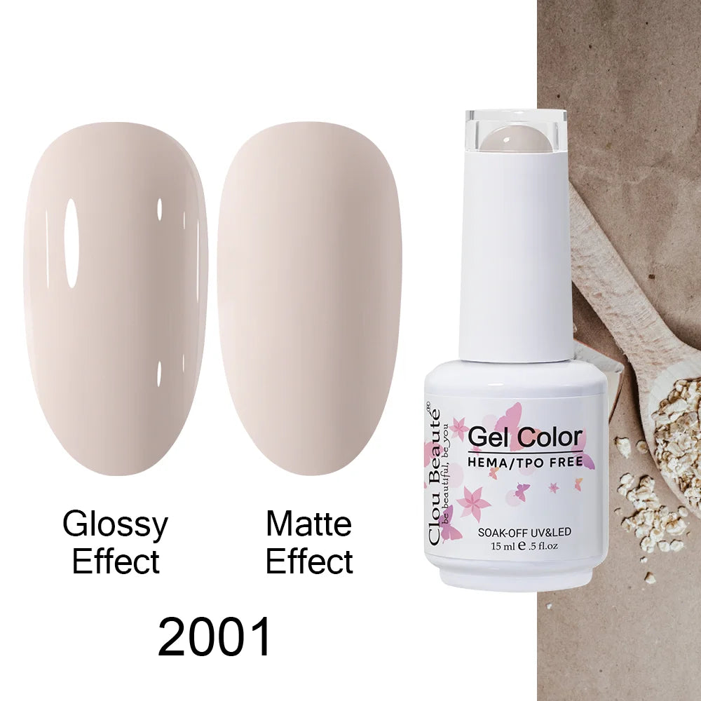 Clou Beaute 15ml HEMA TPO FREE Color Gel Nail Polish Nude Pink Red Green Collection Nail Gel Polish Glitter Soak Off UV LED Gel