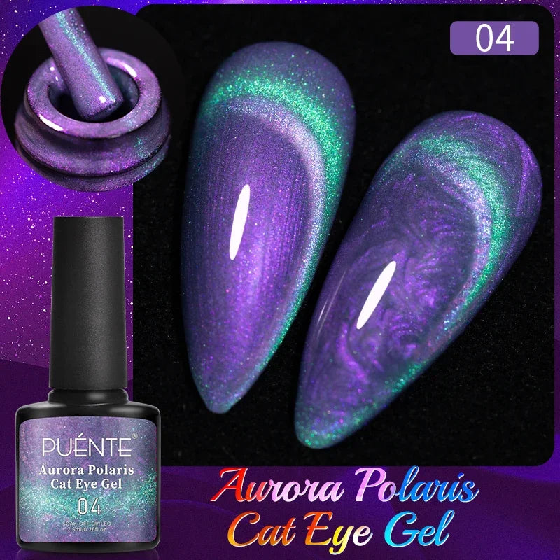 PUENTE 7.5ML Smooth Ceramics Cat Magnetic Gel Nail Polish White Moonlight Shades Cat Eye Soak Off UV Nail Art Varnish Manicure