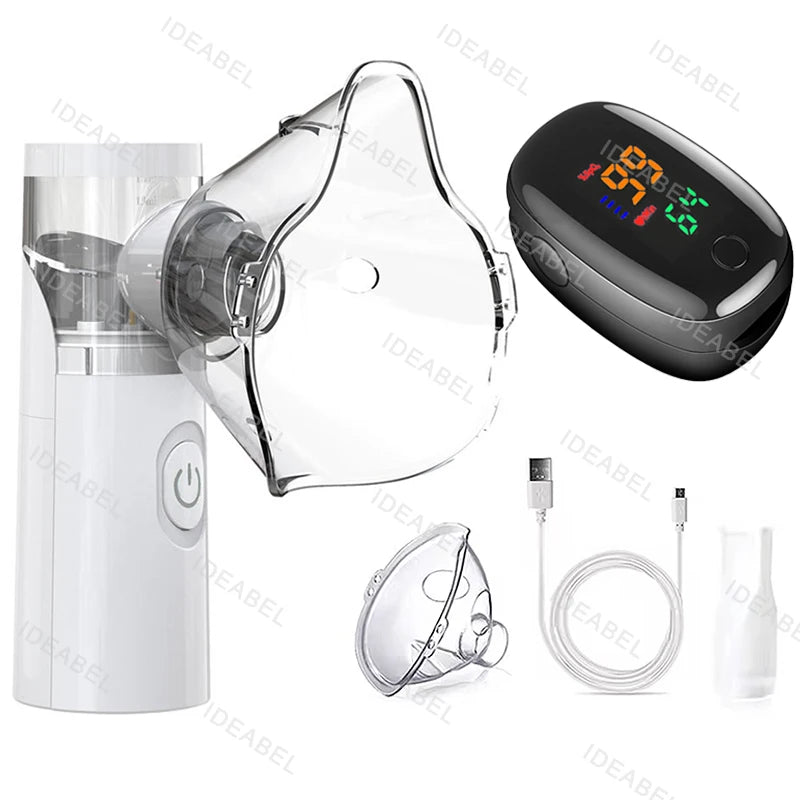 Atomizer Health Care Products Fingertip Pulse Blood Oxygen Portable Nebulizer Mesh Nebulizer Handheld Medical Asthma Inhaler