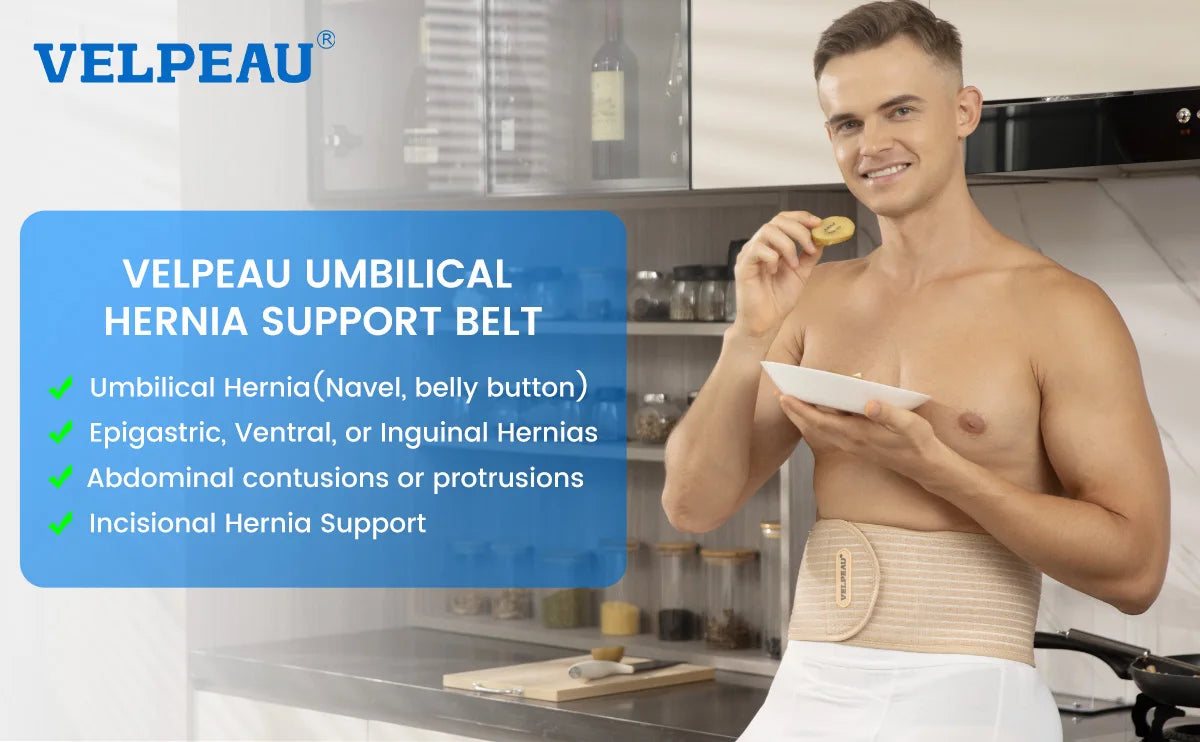 VELPEAU Umbilical Hernia Belt for Epigastric Incisional and Navel Hernia, Abdominal Binder with Removable Compression Pad
