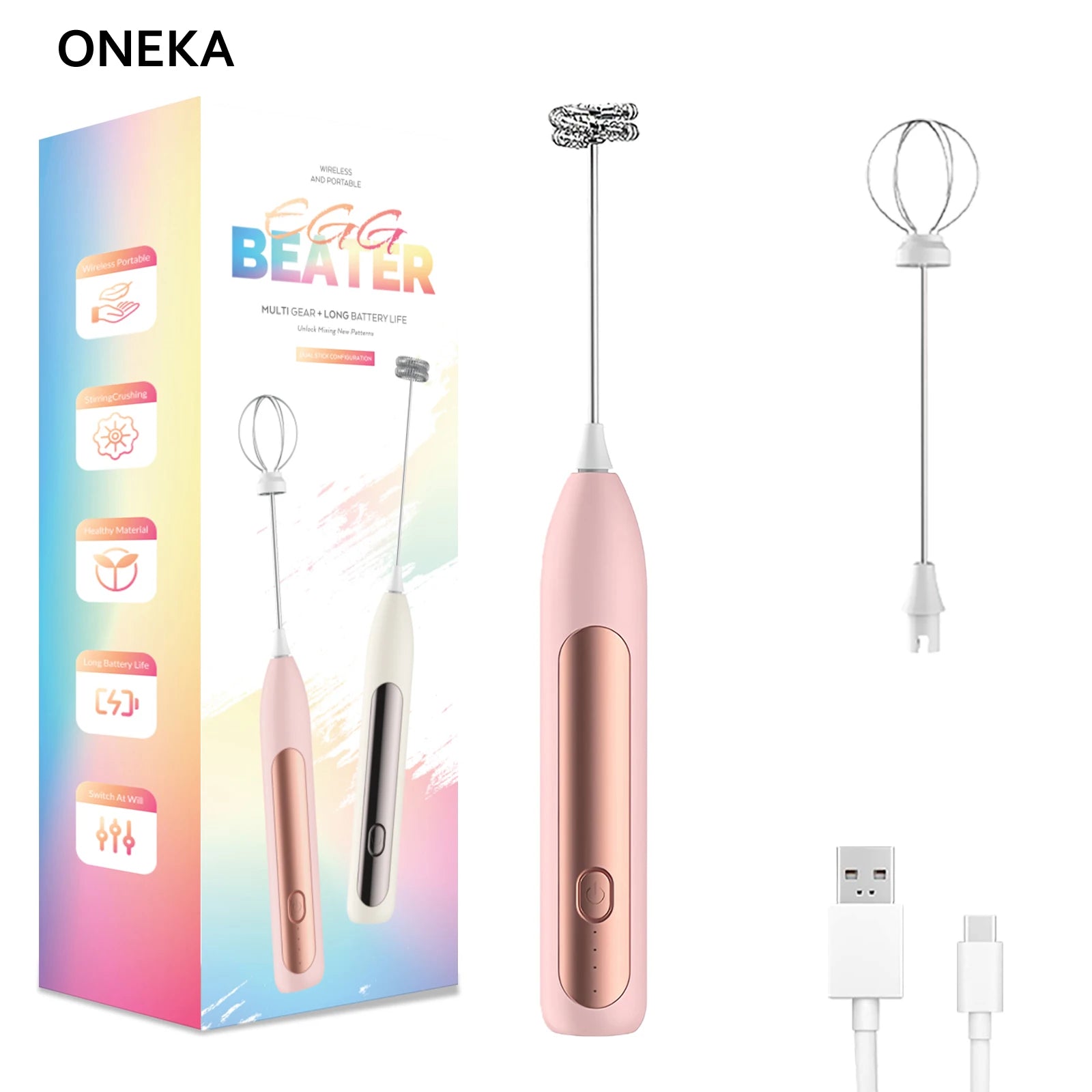 Milk Frother Coffee Frother Handheld Foam Maker Rechargeable Baking Whisk Drink Mixer For Latte Matcha Shake Gift Idea
