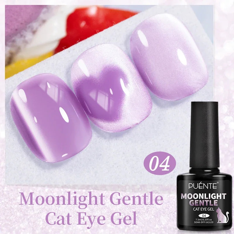 PUENTE 7.5ML Smooth Ceramics Cat Magnetic Gel Nail Polish White Moonlight Shades Cat Eye Soak Off UV Nail Art Varnish Manicure