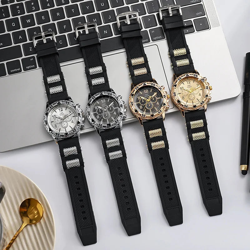 Fashion Men’s Watch Casual Silicone Band Analog Quartz Wrist Watch Man Sports Watches