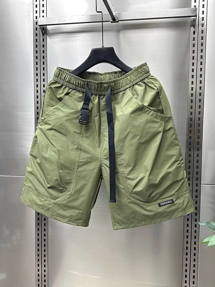 2026 Men's Large Pocket Waistband Work Shorts Summer Thin New Loose Straight Half Middle Pants