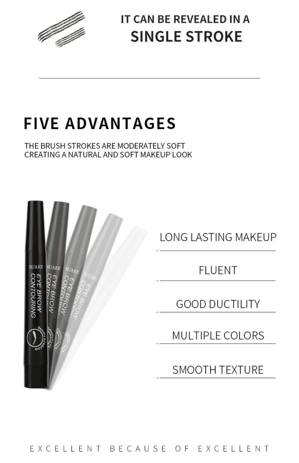 4 Point Head Eyebrow Pencil Long Lasting Waterproof Sweat Proof High Pigmented Eyebrow Tattoo Pen Easy Apply Liquid Brow Makeup